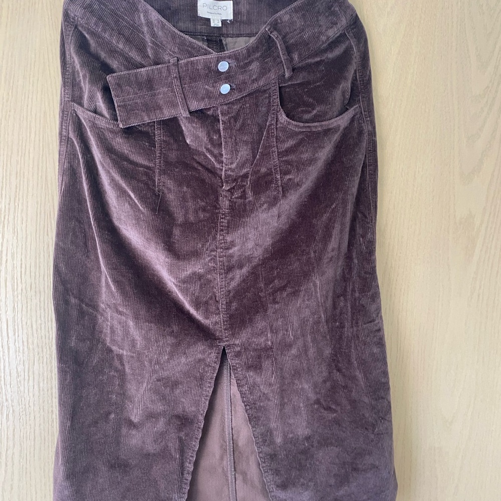 Pilcro Rich Brown Corduroy Midi Skirt